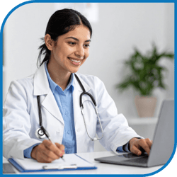 Licensed U.S. healthcare provider reviewing a patient's information through TeleWellnessMD Licensed U.S. healthcare provider reviewing a patient's information through TeleWellnessMD